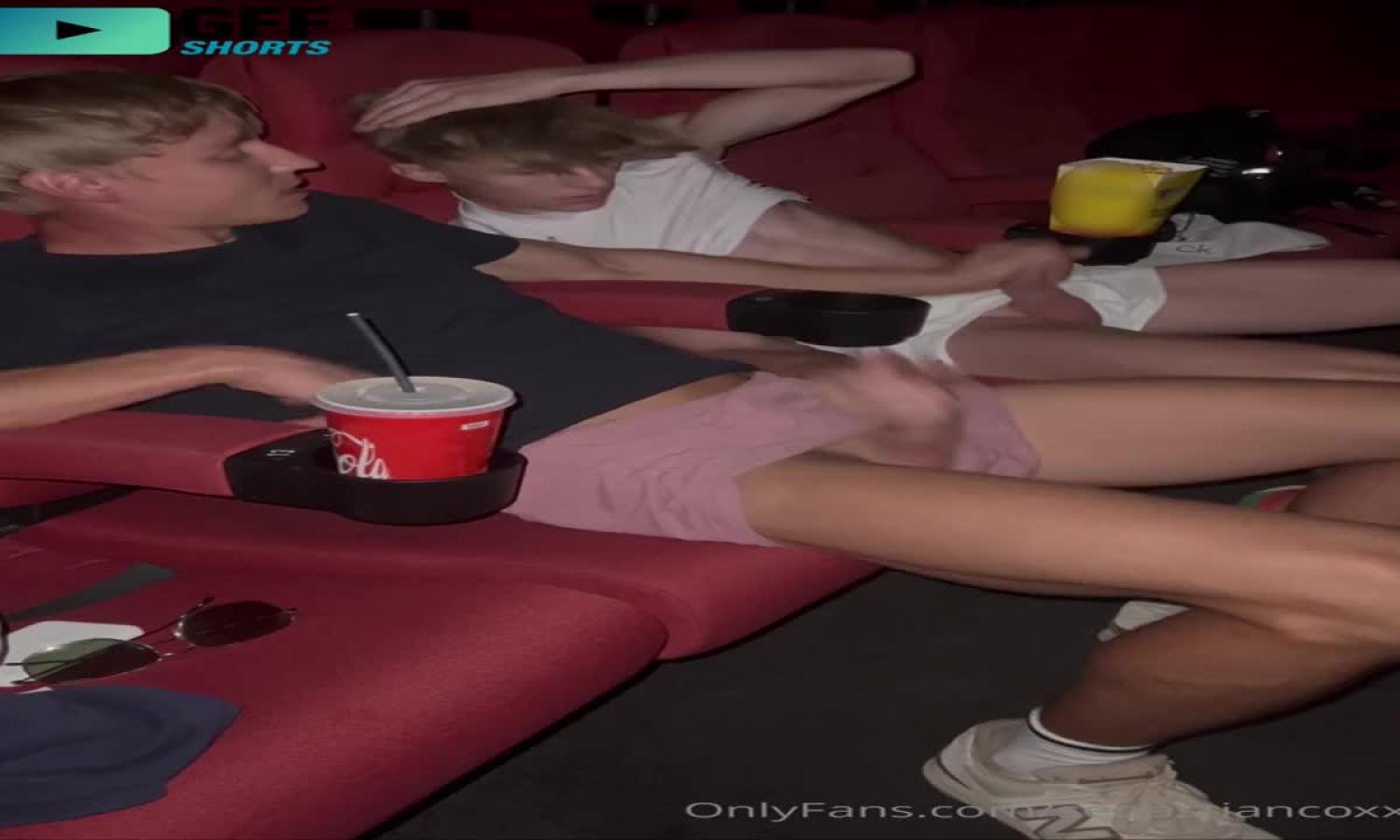 Jerking each other off in the cinema – Aiden Taylor (aiden_twink)