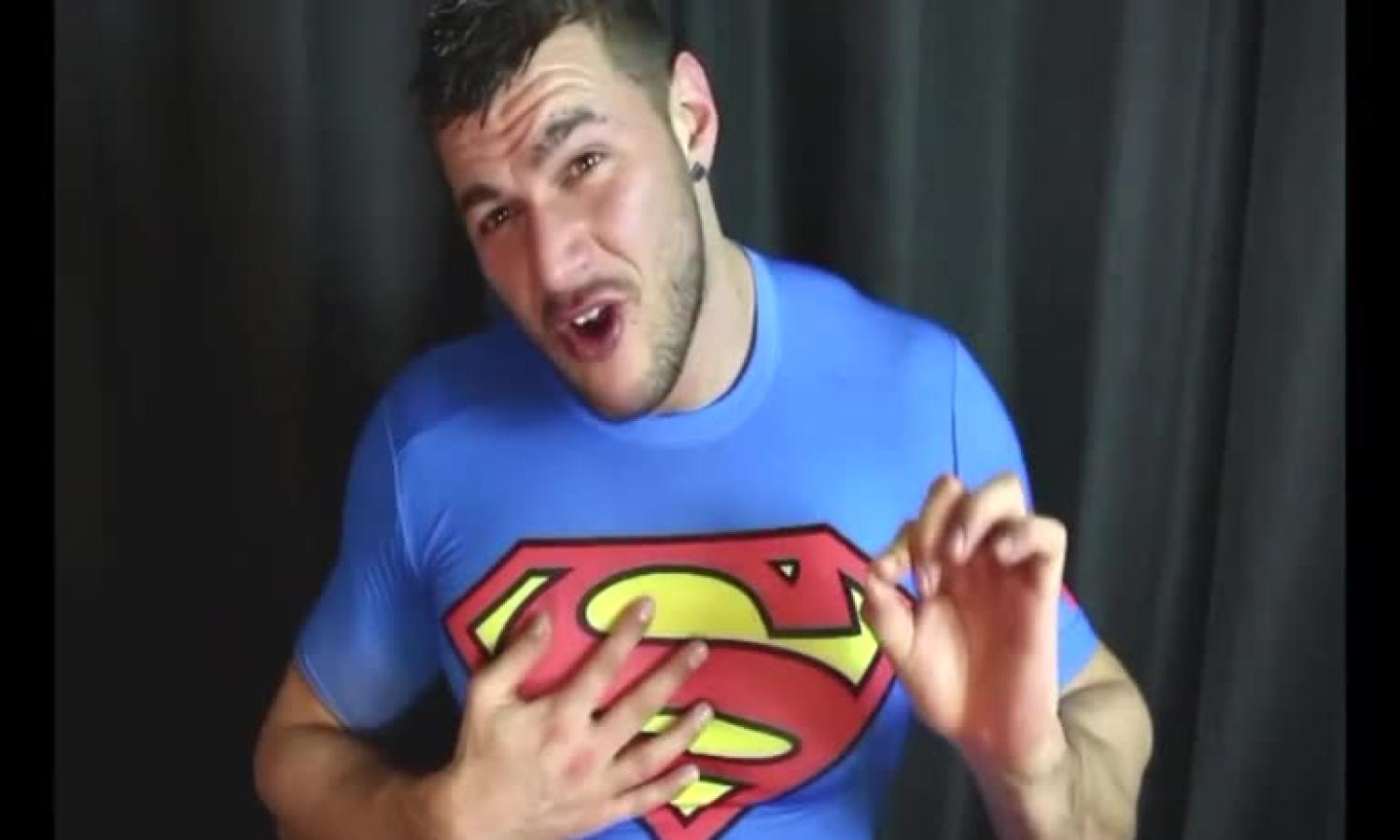 Superman Flexes His large Muscles